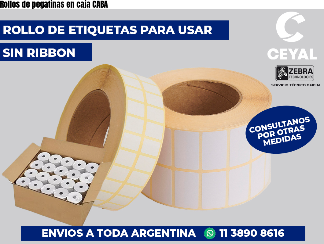 Rollos de pegatinas en caja CABA