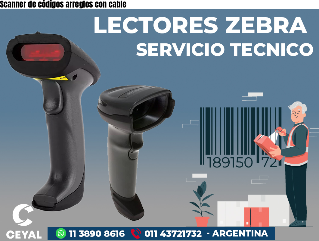 Scanner de códigos arreglos con cable