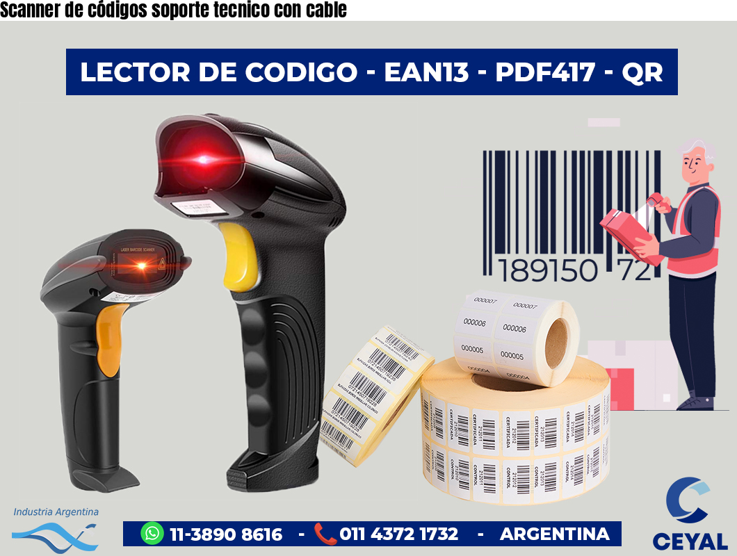 Scanner de códigos soporte tecnico con cable