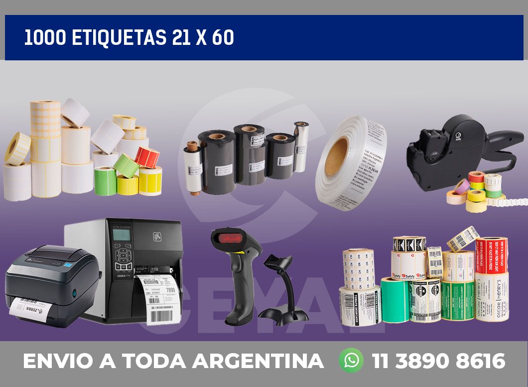 1000 etiquetas 21 x 60