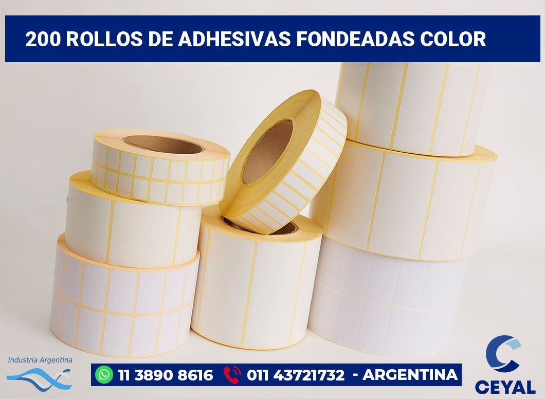 200 Rollos de adhesivas fondeadas color