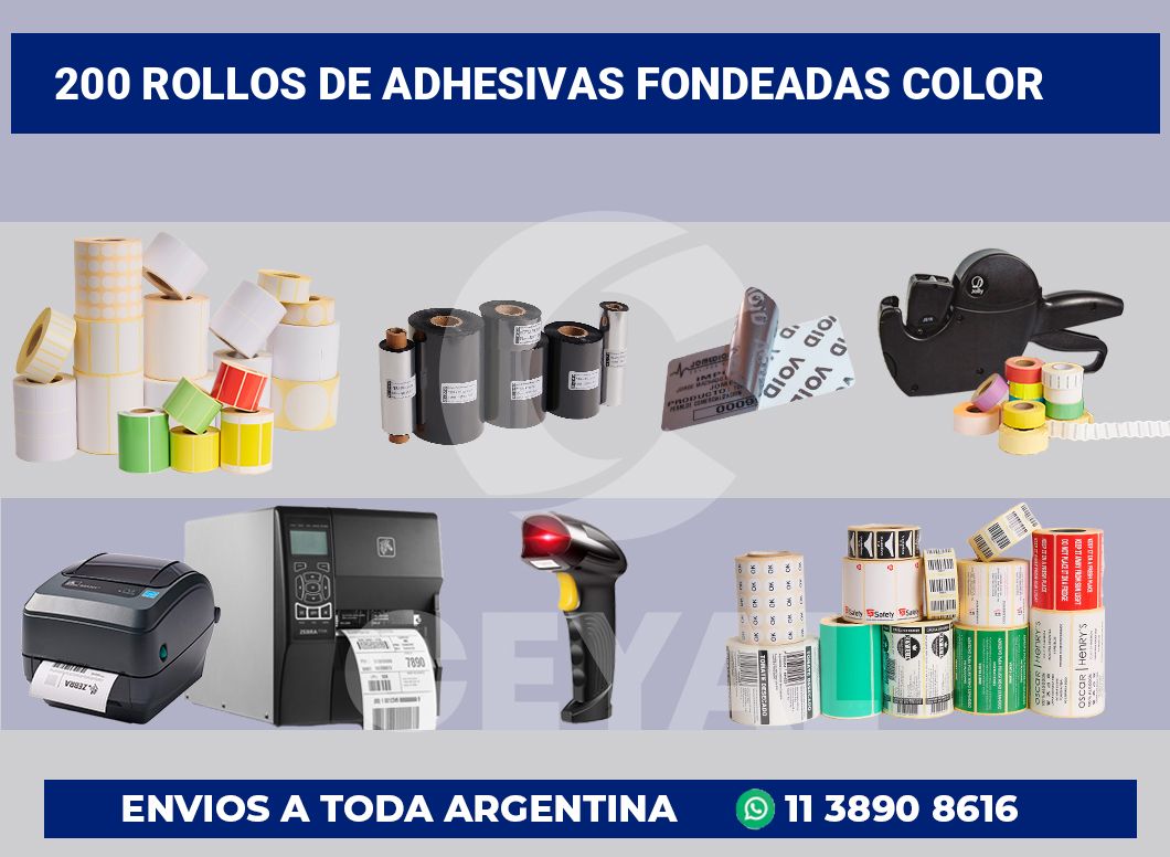 200 Rollos de adhesivas fondeadas color