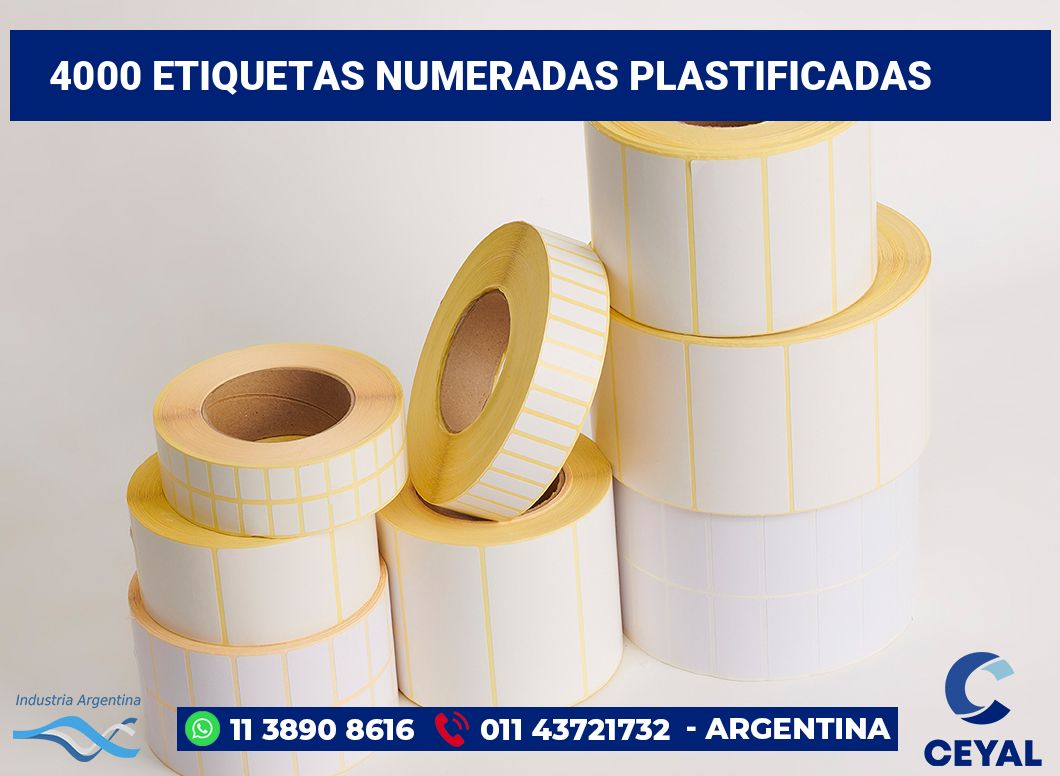 4000 Etiquetas numeradas plastificadas