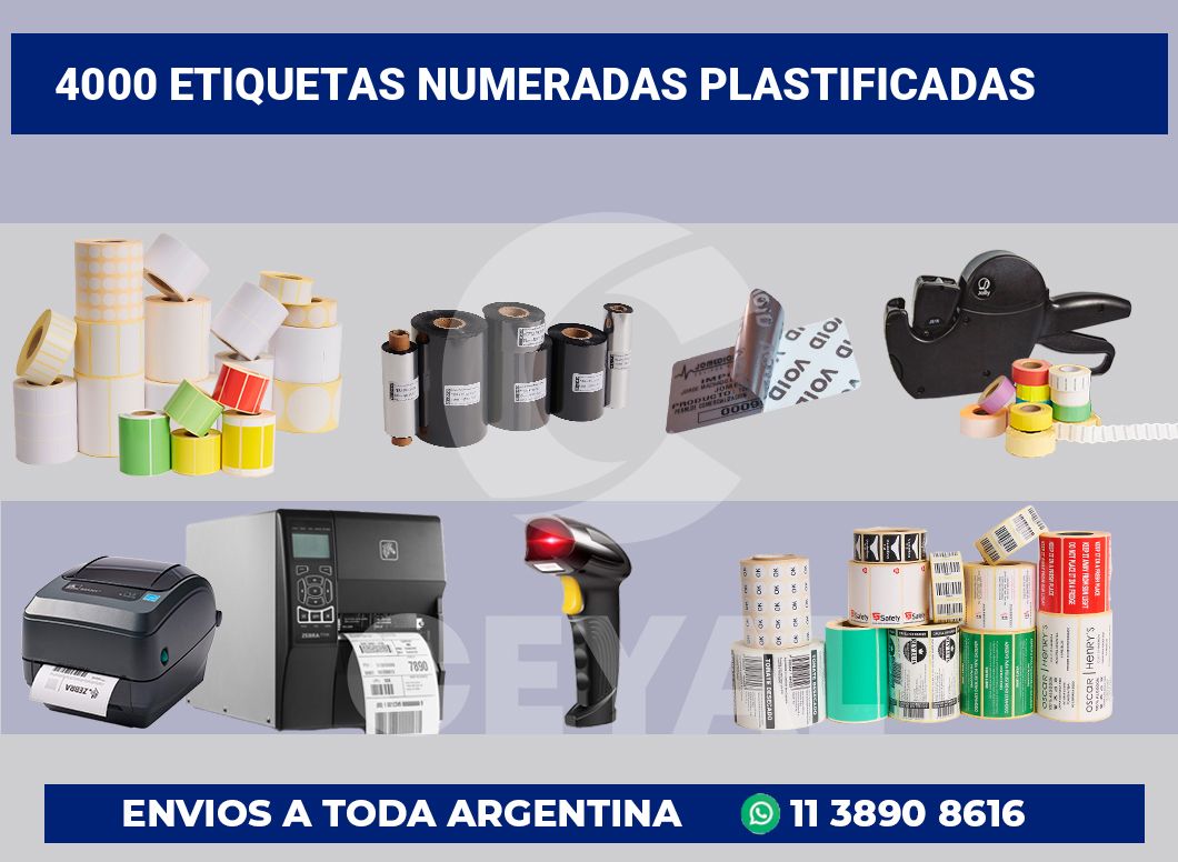 4000 Etiquetas numeradas plastificadas