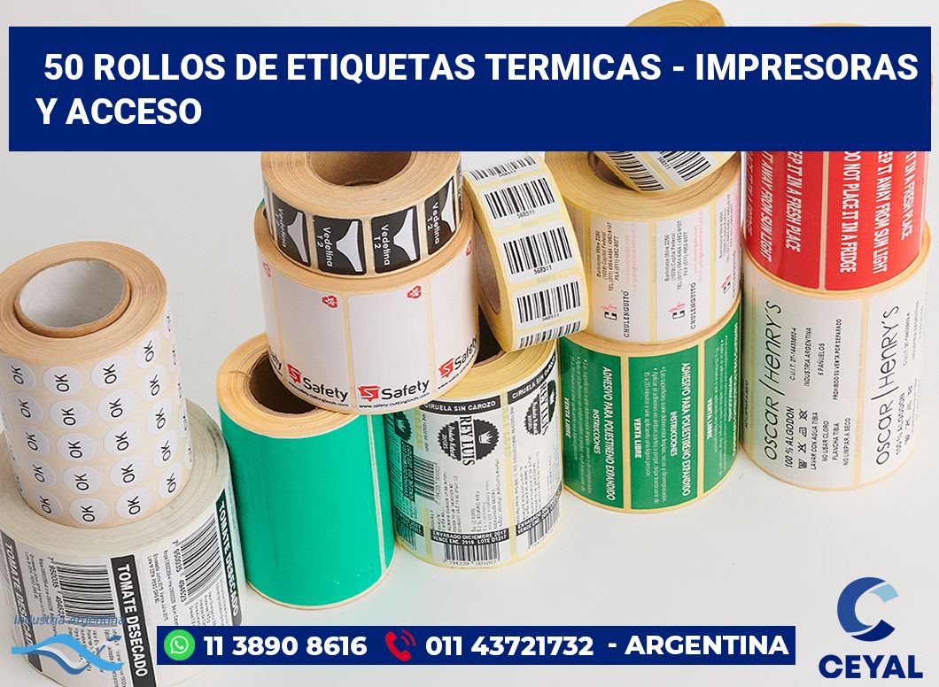 50 Rollos de etiquetas termicas - impresoras y acceso
