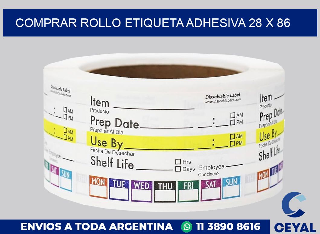 Comprar rollo etiqueta adhesiva 28 x 86