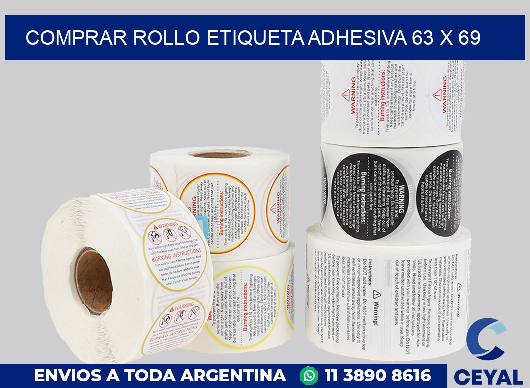 Comprar rollo etiqueta adhesiva 63 x 69