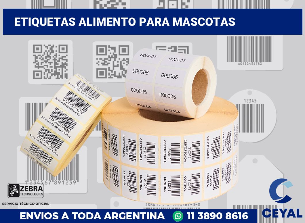 Etiquetas Alimento para mascotas