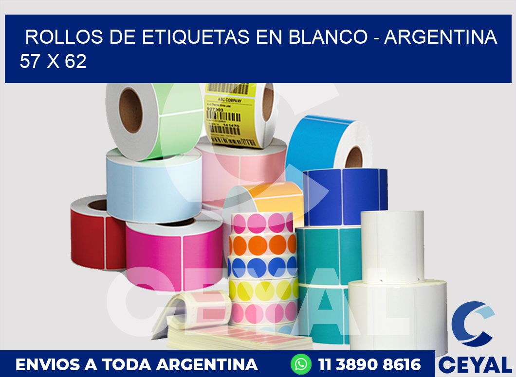 Rollos de etiquetas en blanco - Argentina 57 x 62