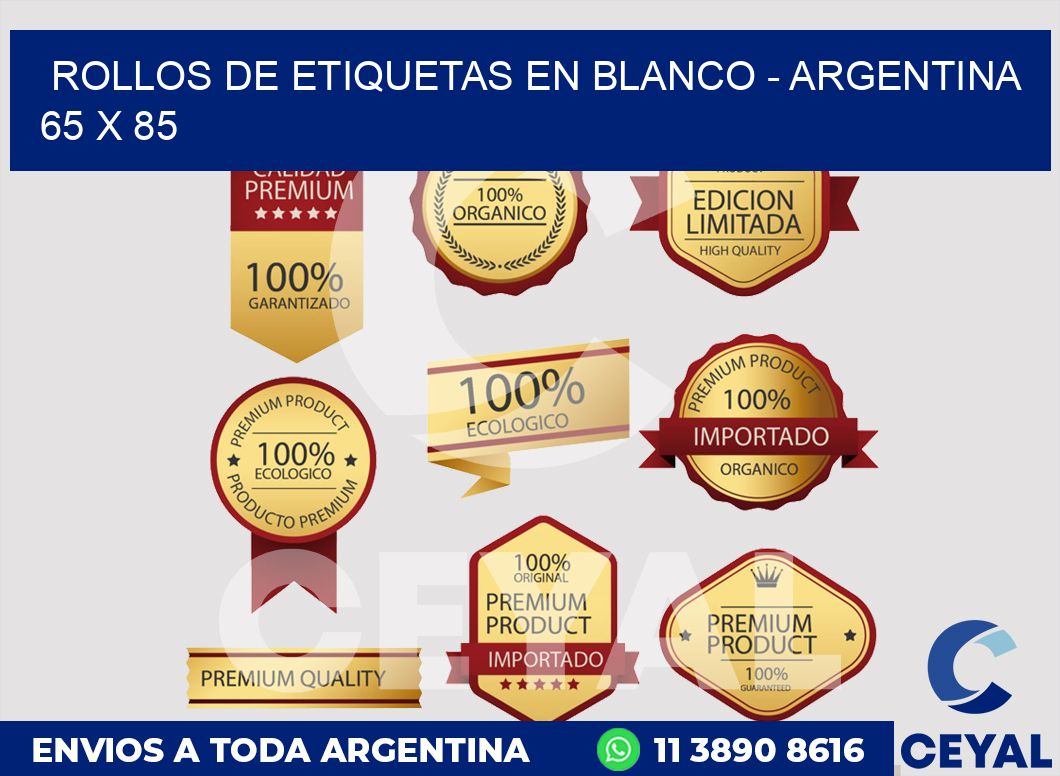 Rollos de etiquetas en blanco - Argentina 65 x 85