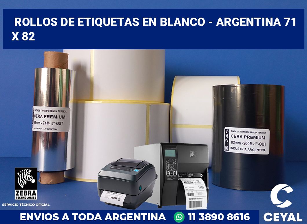Rollos de etiquetas en blanco - Argentina 71 x 82