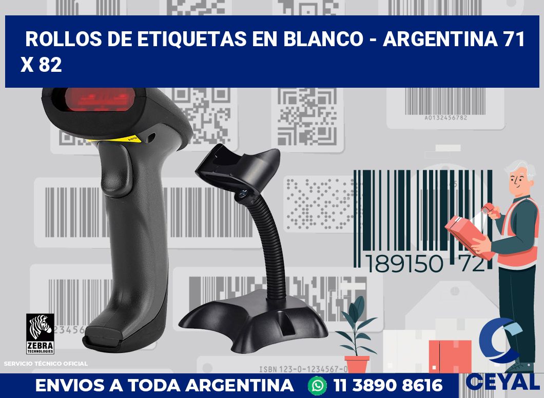 Rollos de etiquetas en blanco - Argentina 71 x 82