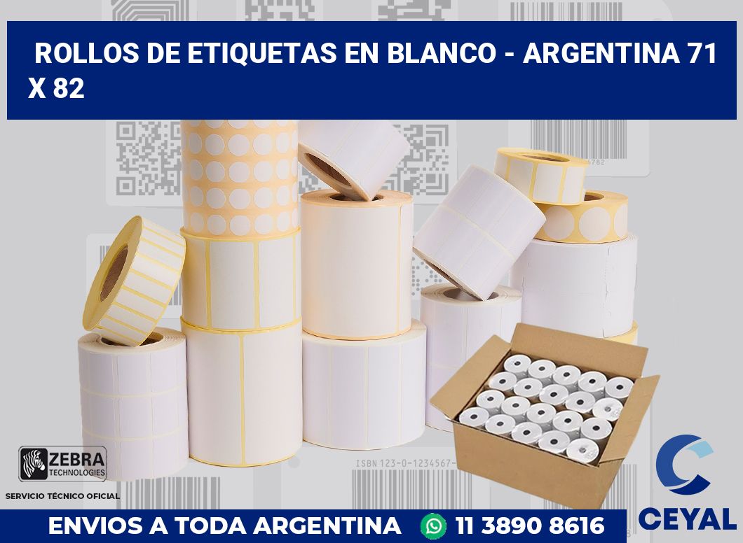 Rollos de etiquetas en blanco – Argentina 71 x 82