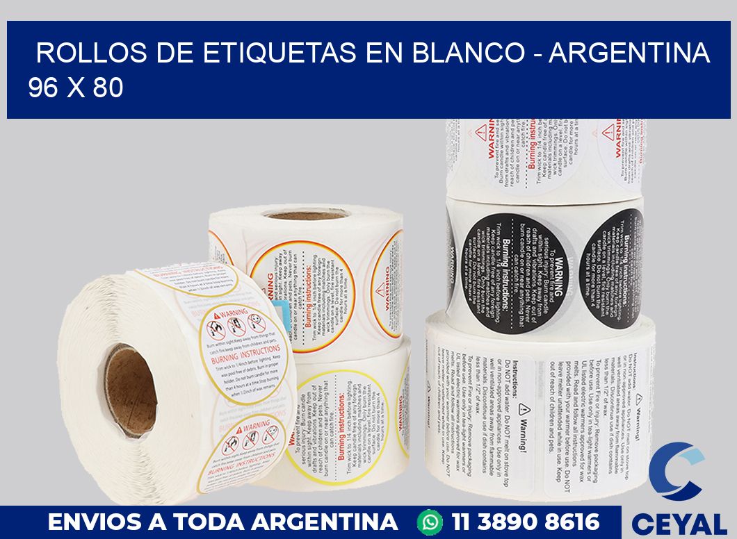Rollos de etiquetas en blanco – Argentina 96 x 80