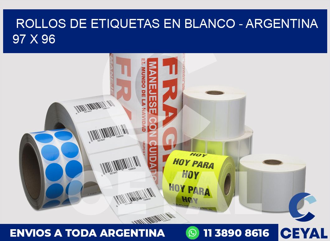 Rollos de etiquetas en blanco - Argentina 97 x 96