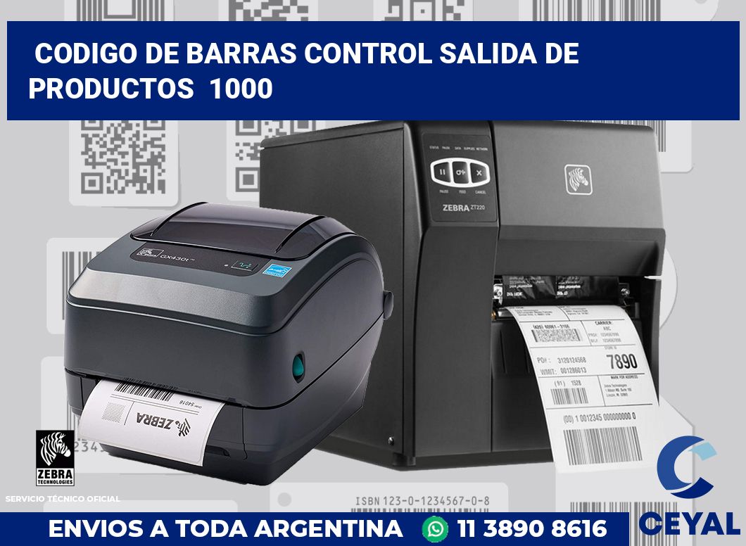 codigo de barras control salida de productos  1000