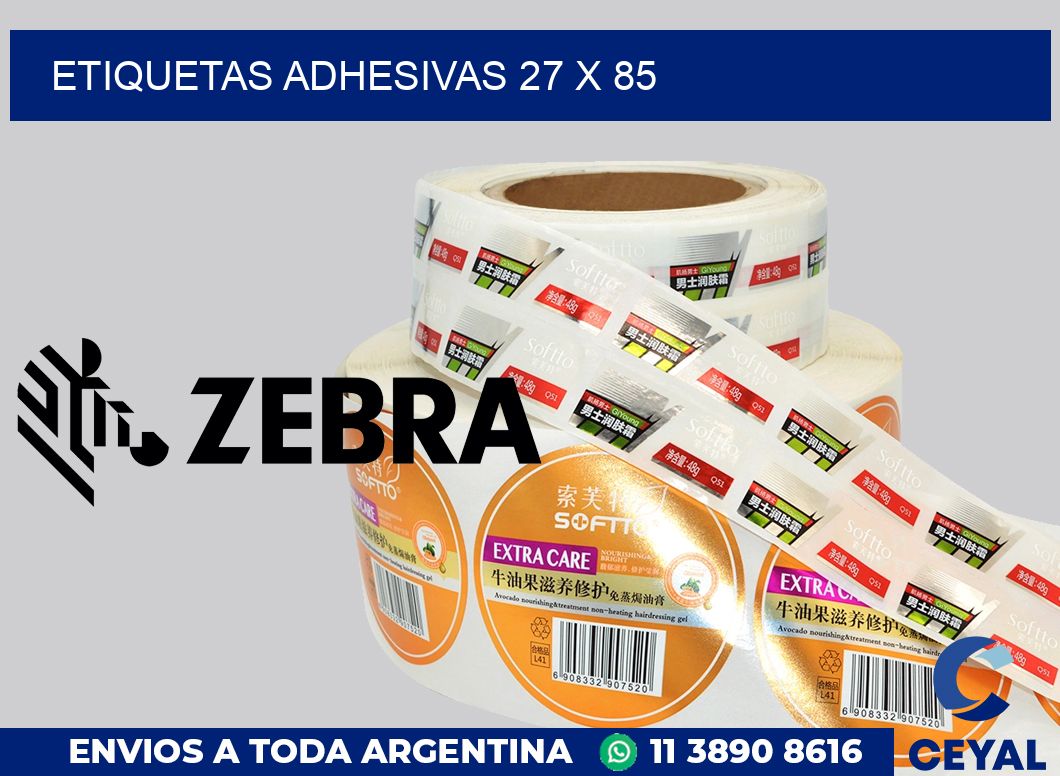etiquetas adhesivas 27 x 85