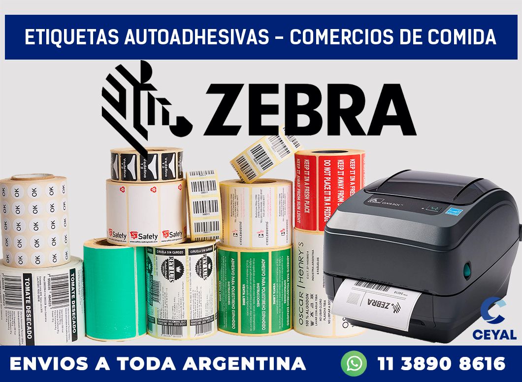 etiquetas autoadhesivas - comercios de comida