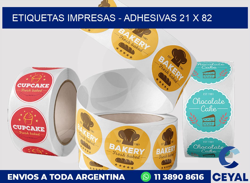 etiquetas impresas - Adhesivas 21 x 82