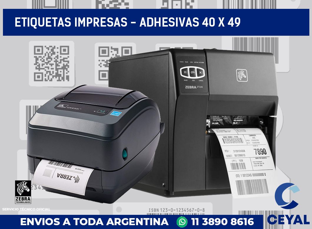 etiquetas impresas - Adhesivas 40 x 49