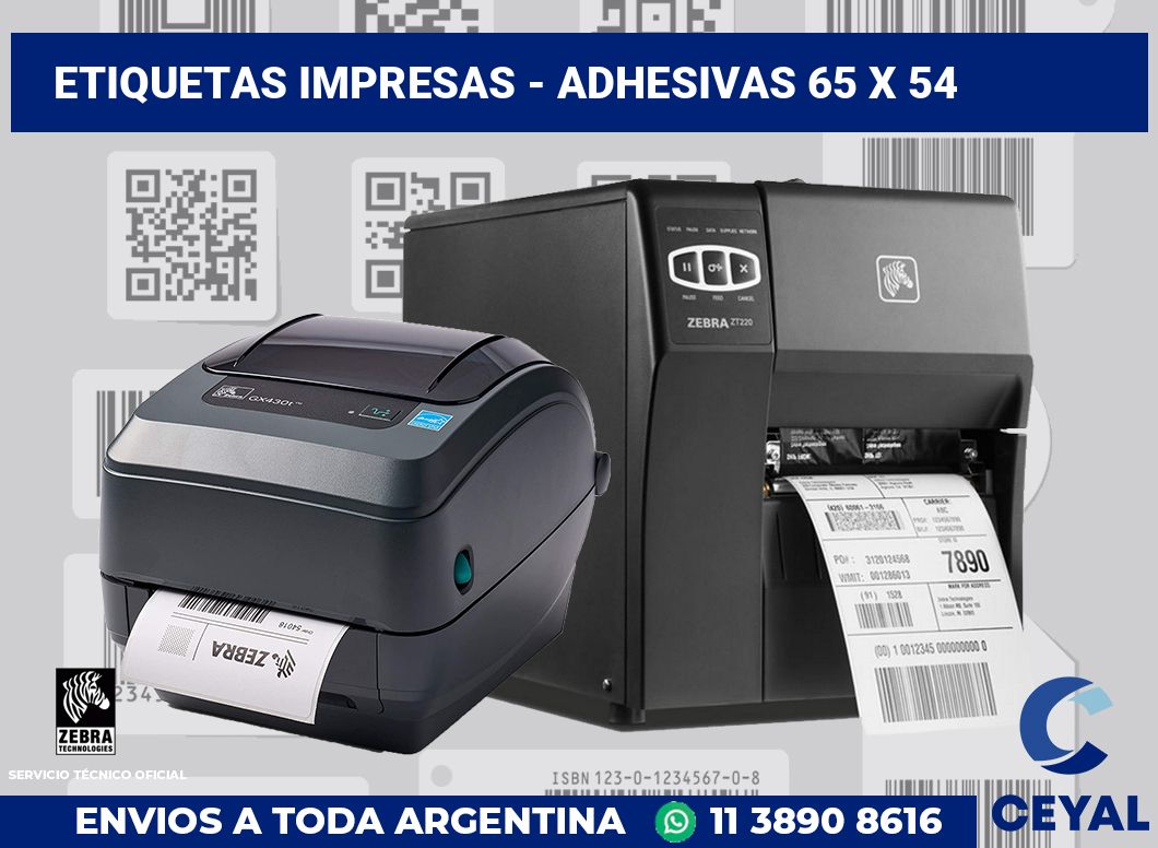 etiquetas impresas - Adhesivas 65 x 54
