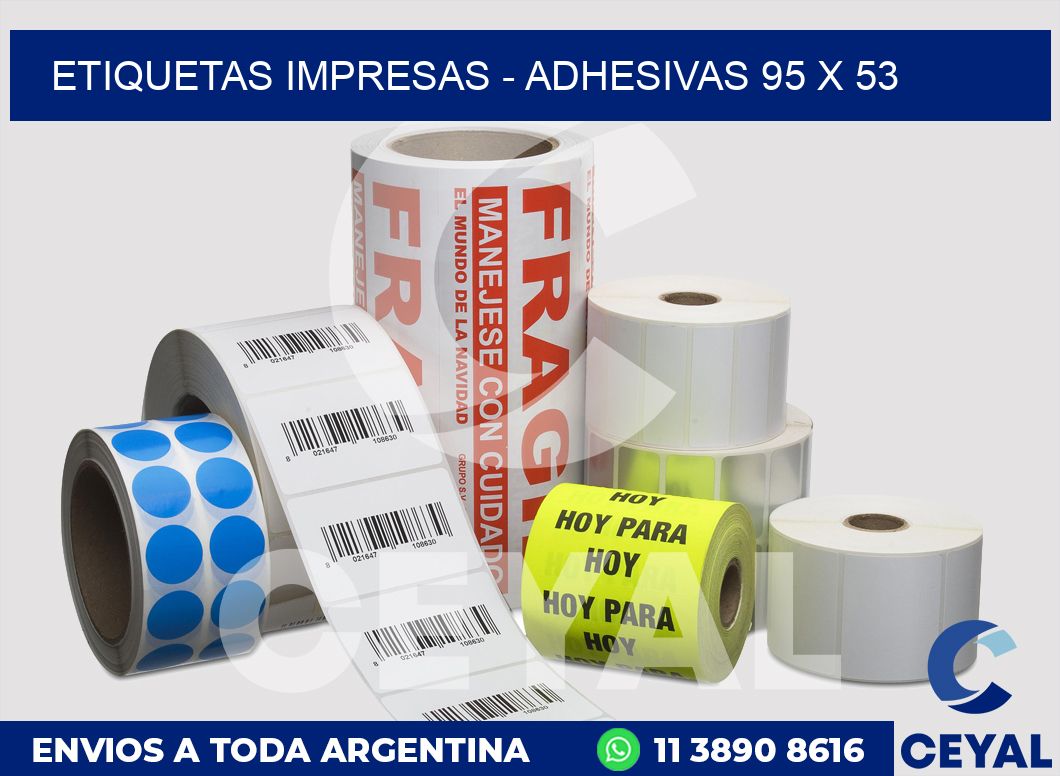 etiquetas impresas - Adhesivas 95 x 53
