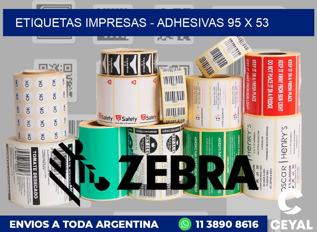 etiquetas impresas - Adhesivas 95 x 53