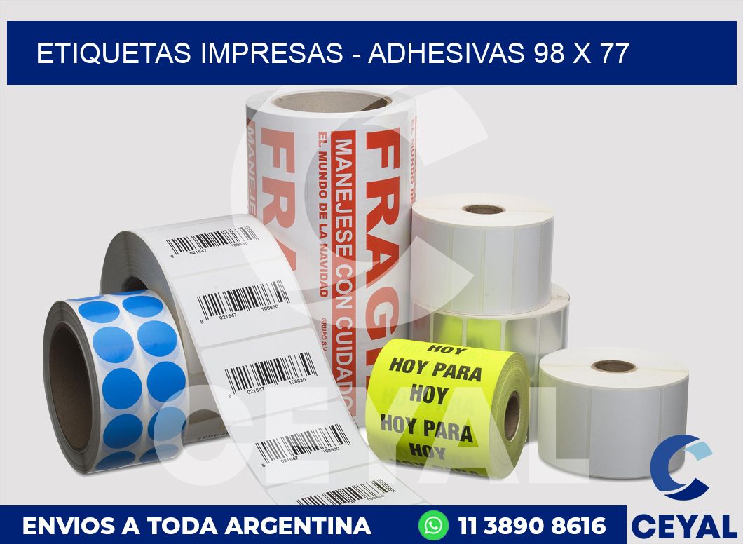 etiquetas impresas - Adhesivas 98 x 77