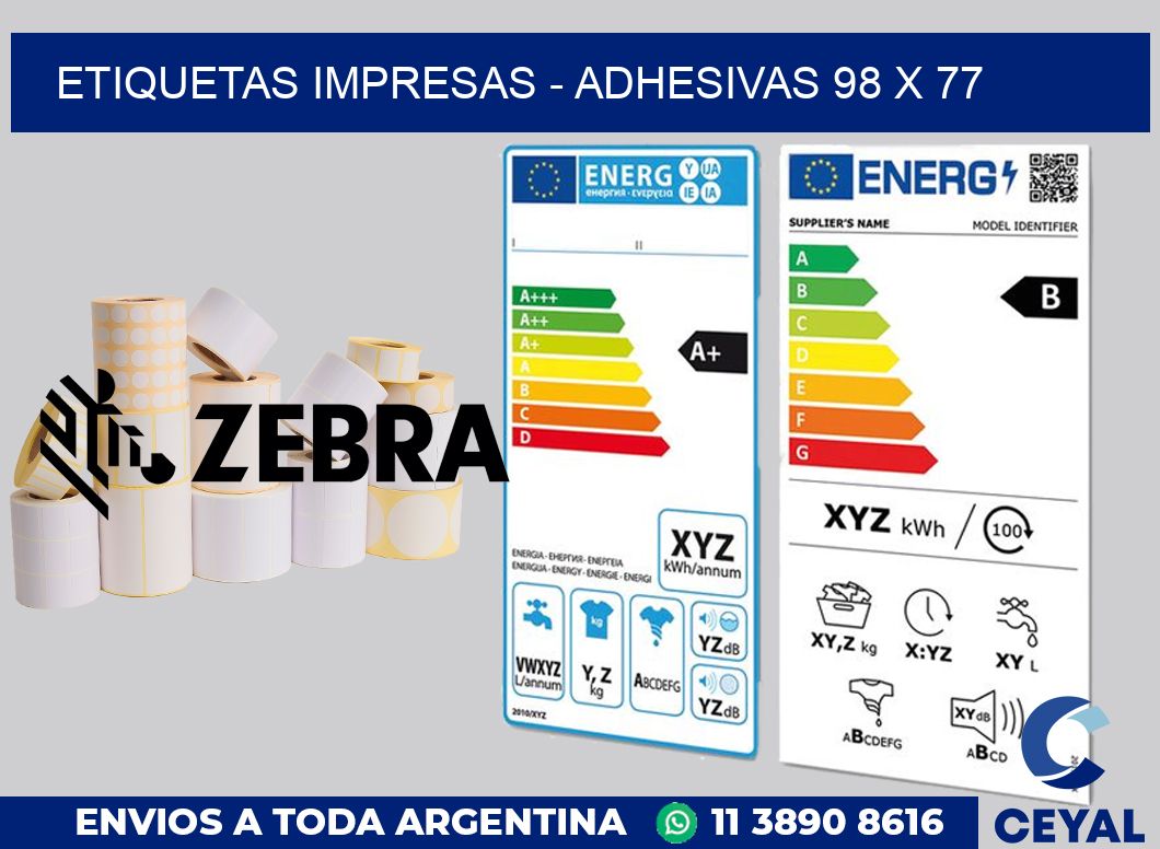 etiquetas impresas - Adhesivas 98 x 77