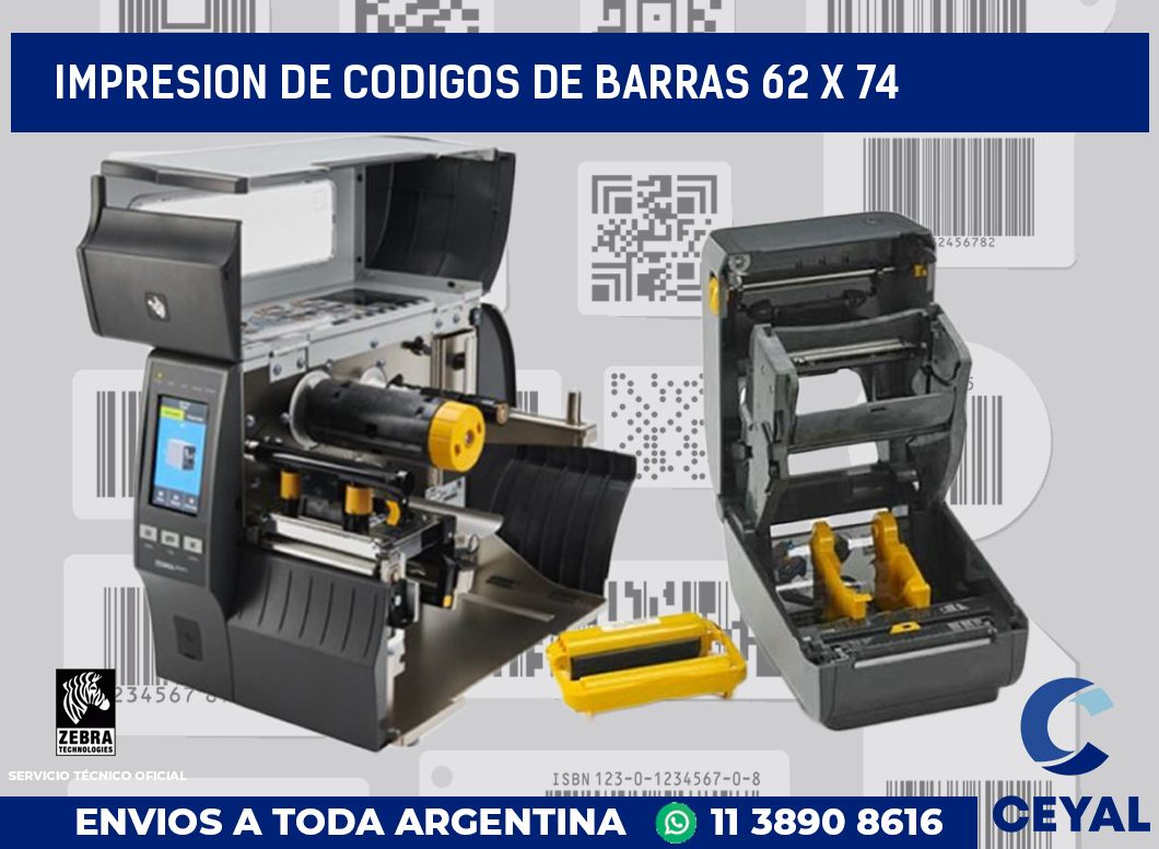 impresion de codigos de barras 62 x 74