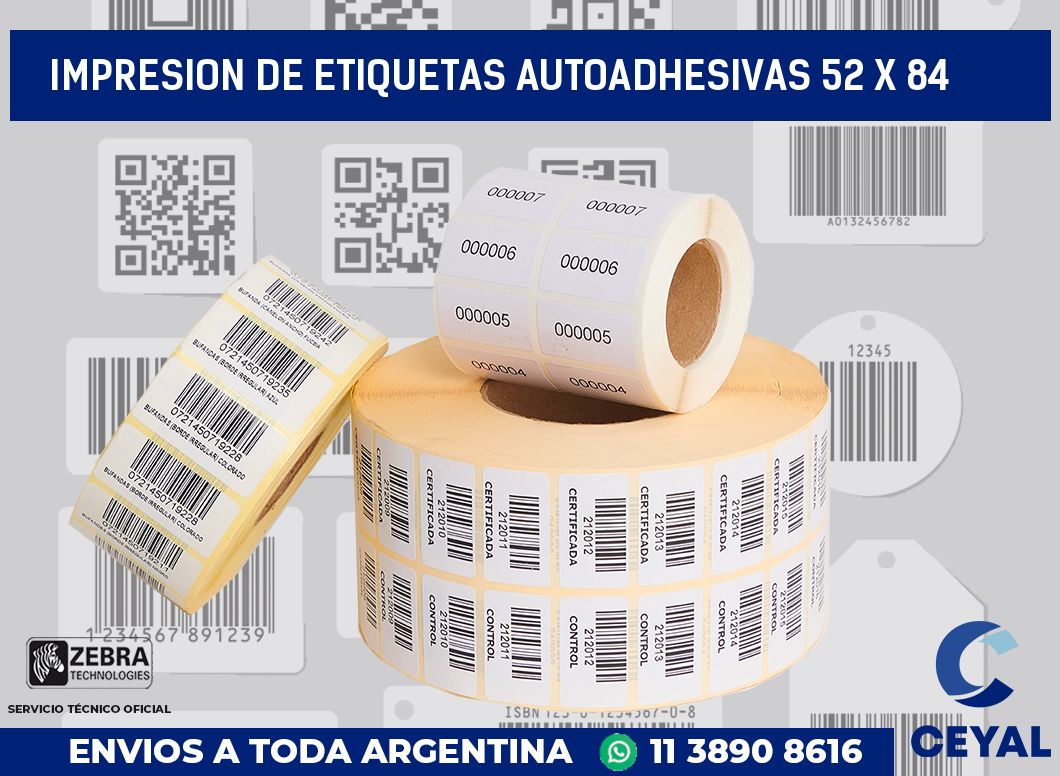 impresion de etiquetas autoadhesivas 52 x 84