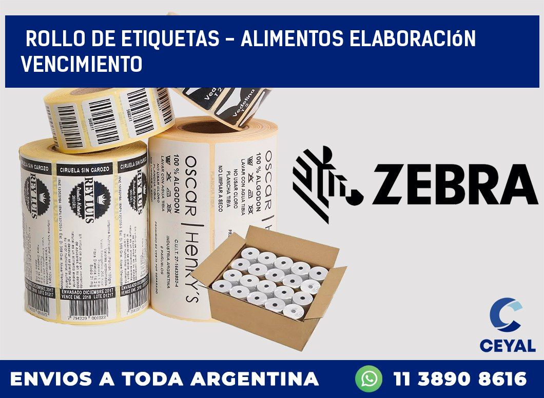 rollo de etiquetas - alimentos elaboración vencimiento