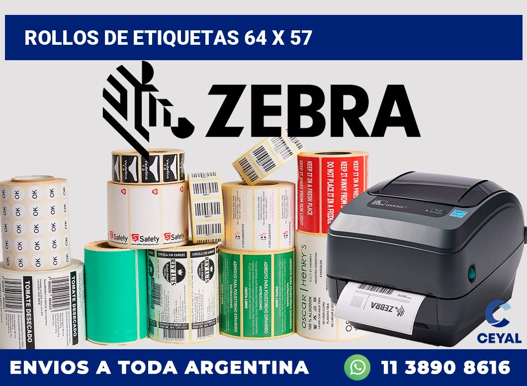 rollos de etiquetas 64 x 57