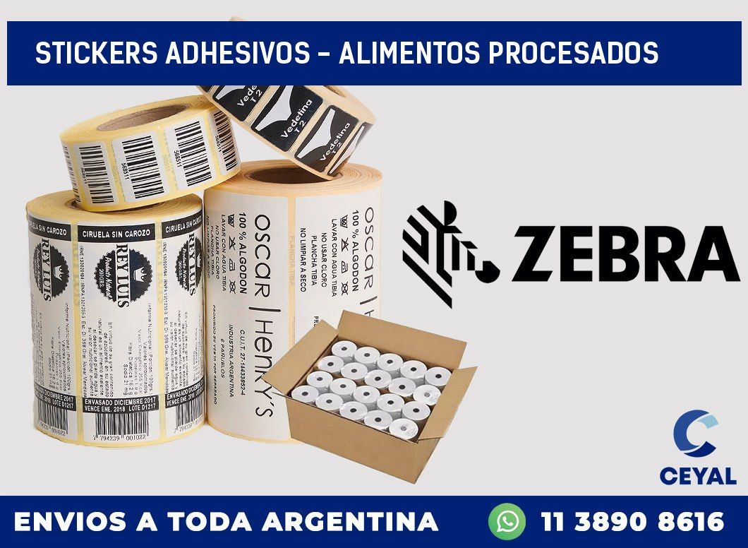 stickers adhesivos - alimentos procesados
