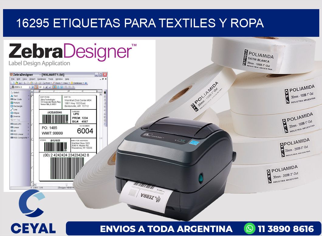 16295 Etiquetas para textiles y Ropa