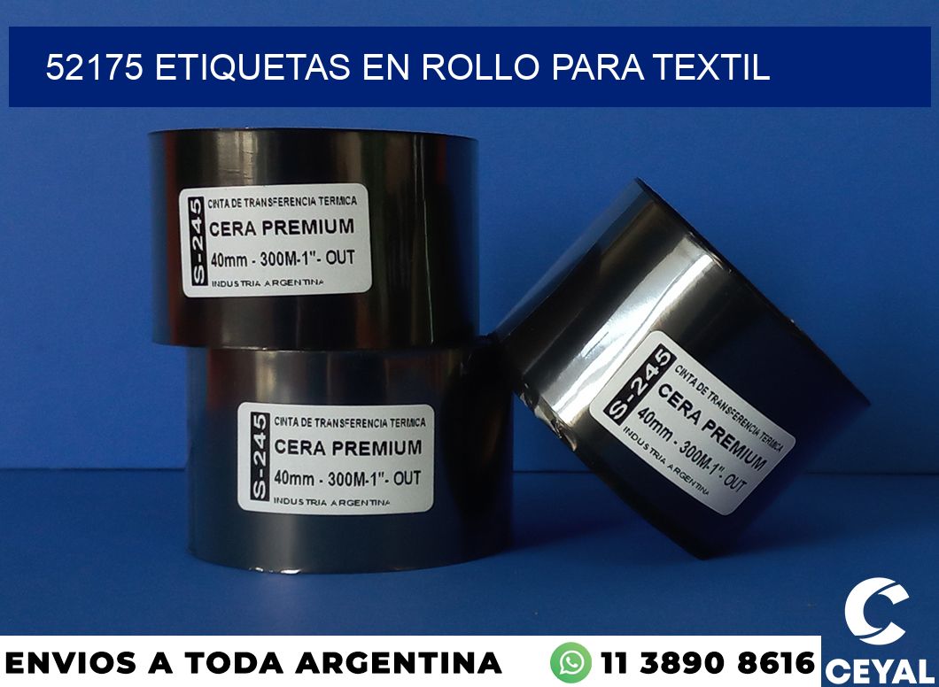 52175 etiquetas en rollo para textil