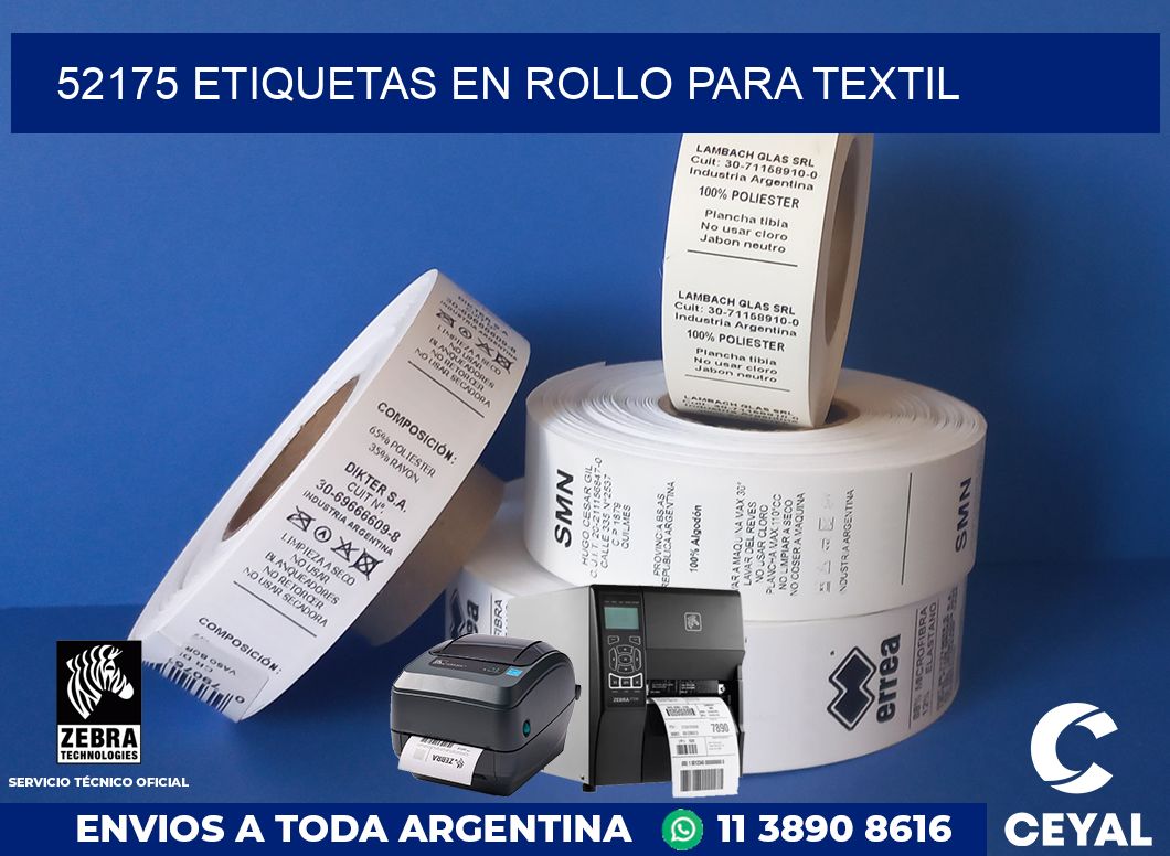 52175 etiquetas en rollo para textil