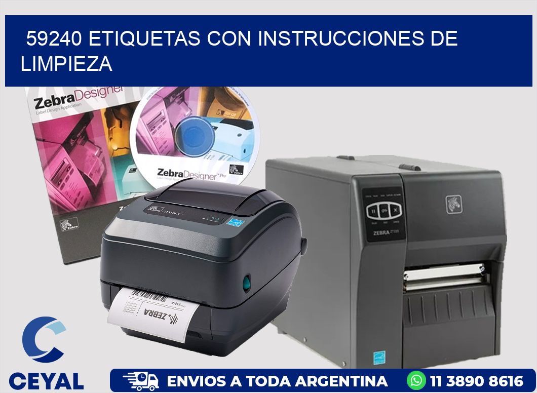 59240 Etiquetas con instrucciones de Limpieza