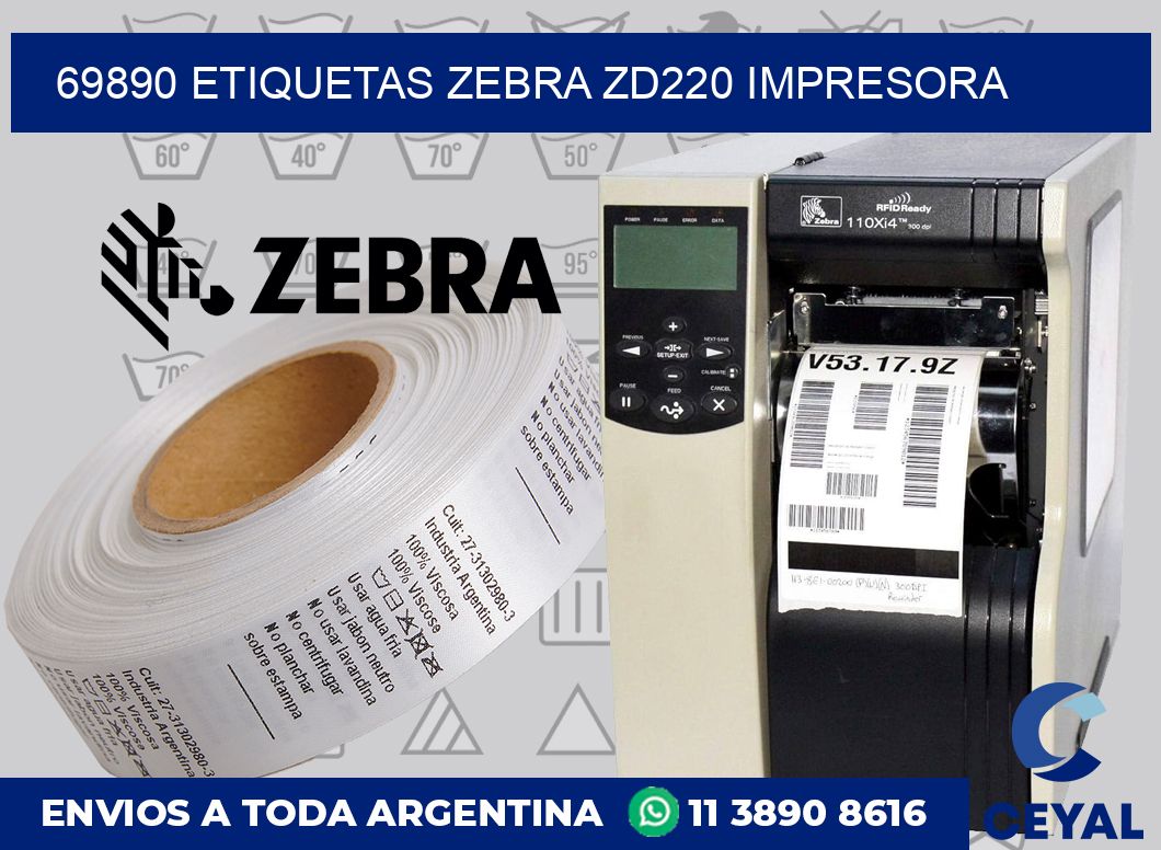 69890 etiquetas Zebra zd220 impresora