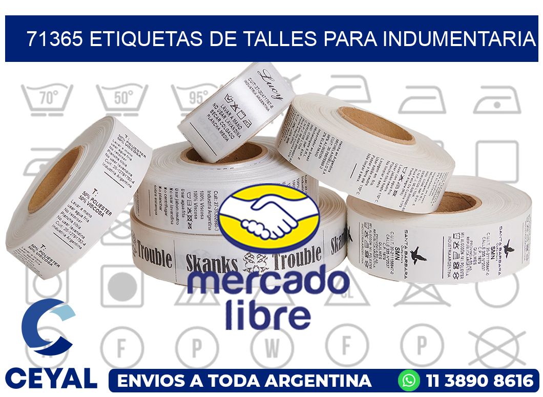 71365 Etiquetas de Talles para indumentaria