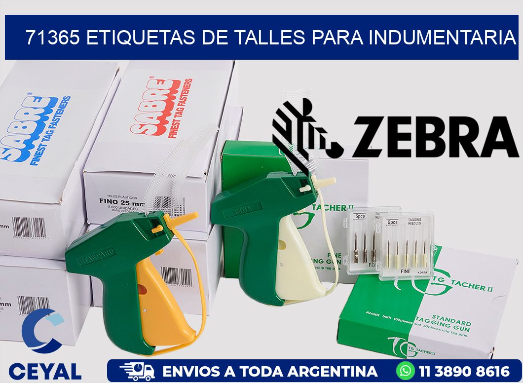 71365 Etiquetas de Talles para indumentaria