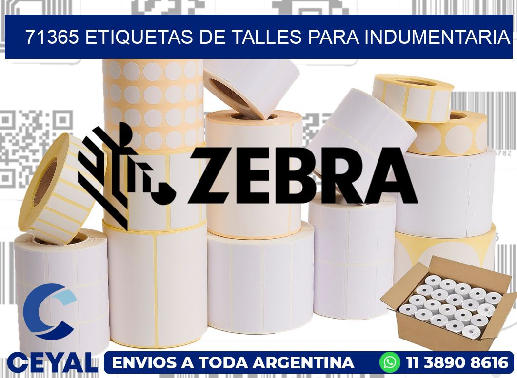 71365 Etiquetas de Talles para indumentaria