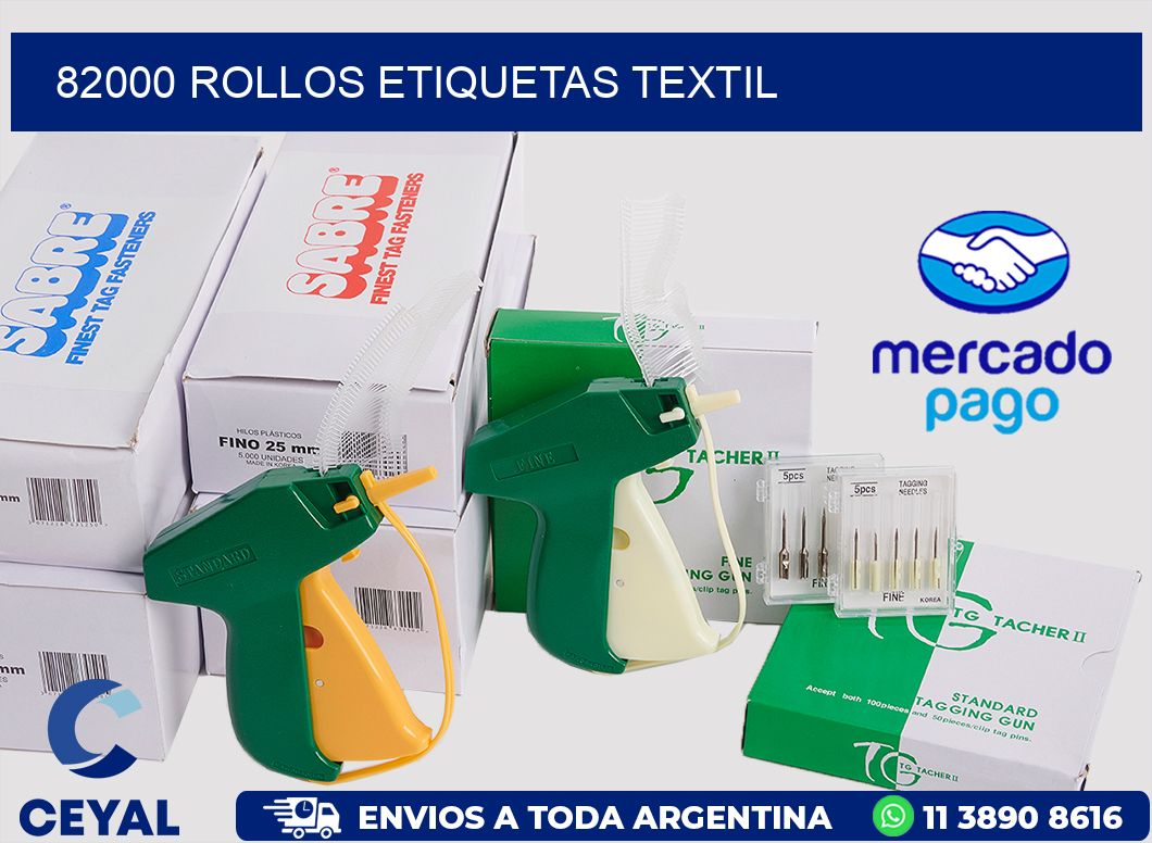 82000 rollos etiquetas textil