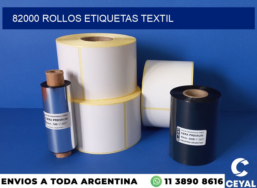 82000 rollos etiquetas textil