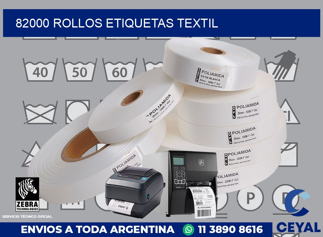 82000 rollos etiquetas textil