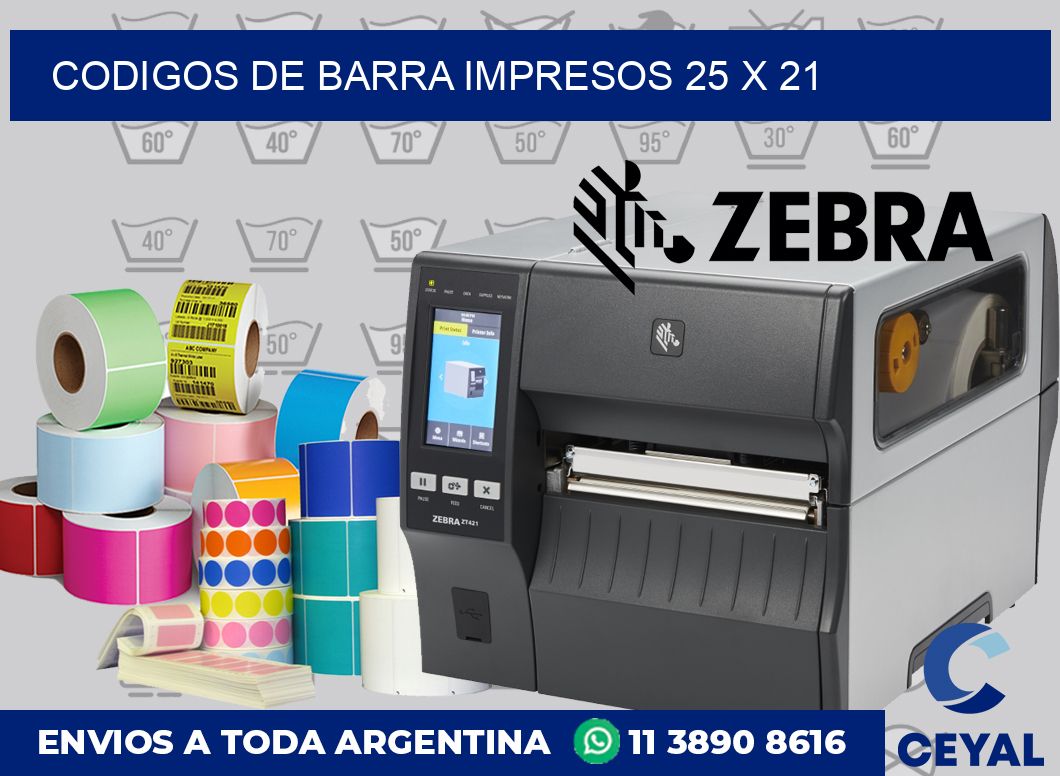 Codigos de barra impresos 25 x 21