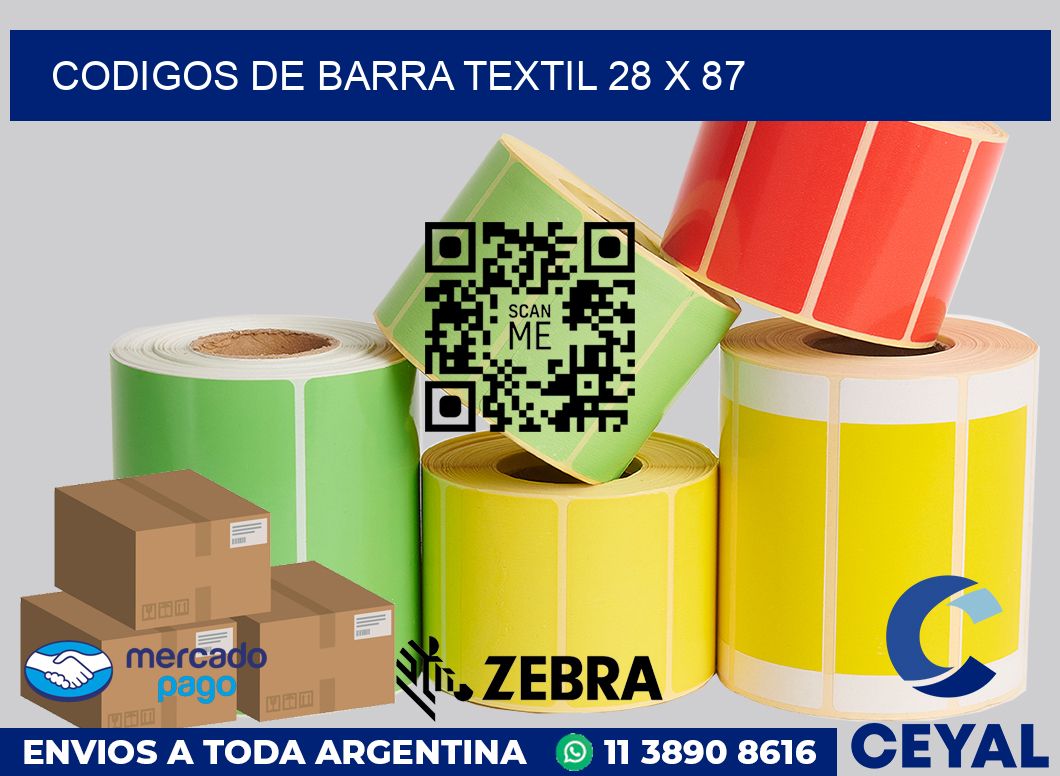 Codigos de barra textil 28 x 87