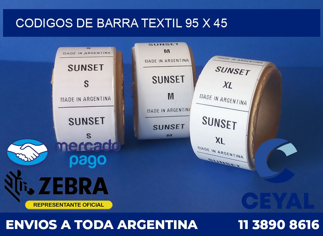 Codigos de barra textil 95 x 45