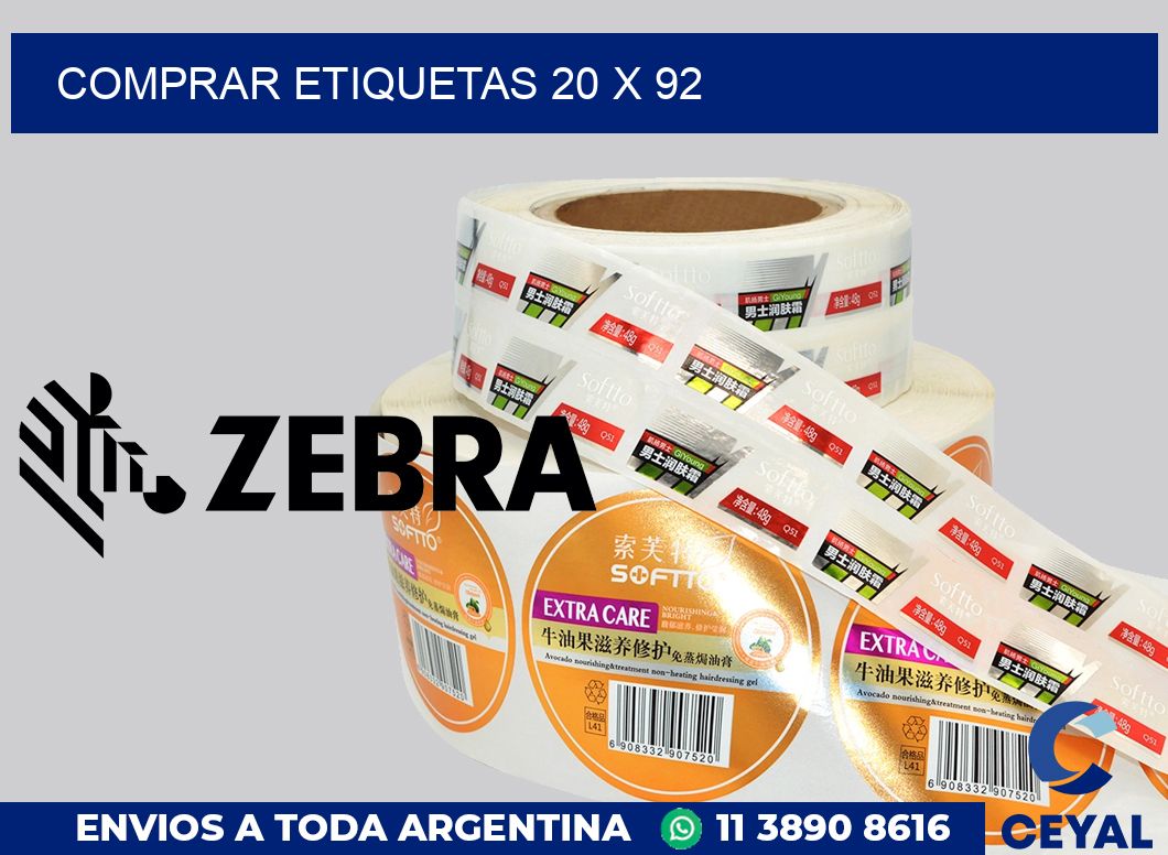 Comprar etiquetas 20 x 92