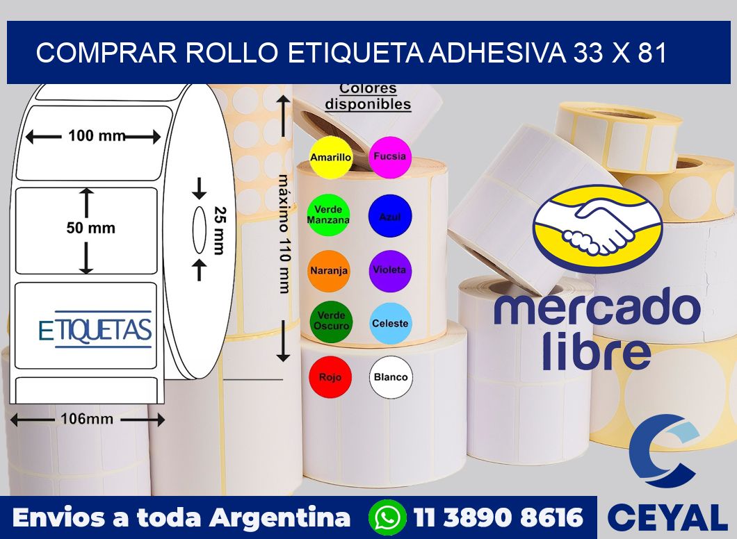 Comprar rollo etiqueta adhesiva 33 x 81